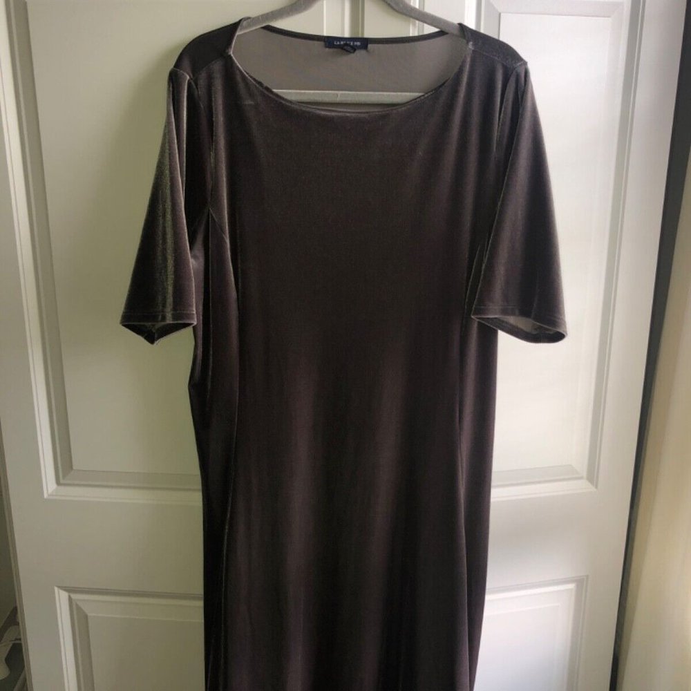 Lands End Plus 1X 16W-18W Velour‎ Dress Gray